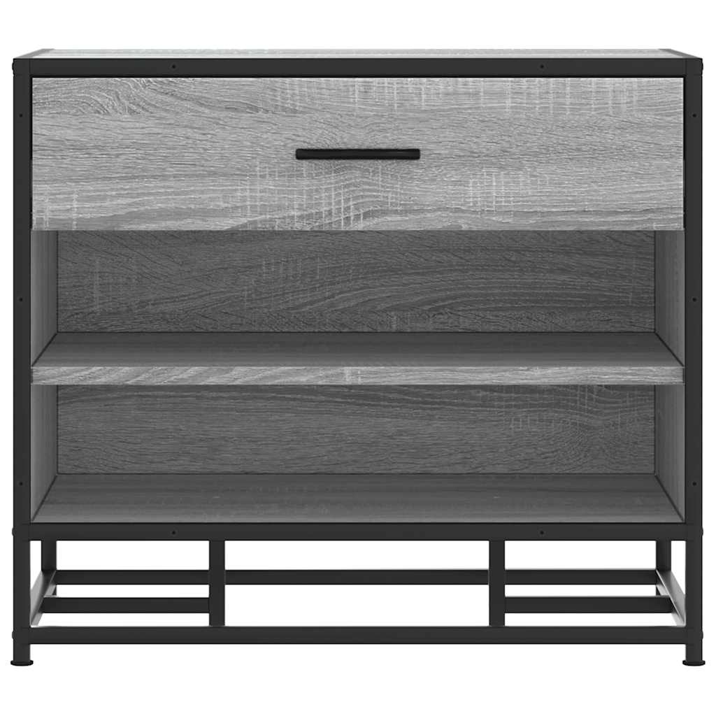 vidaXL Shoe Bench Grey Sonoma 60x40x53.5 cm Engineered Wood and Metal