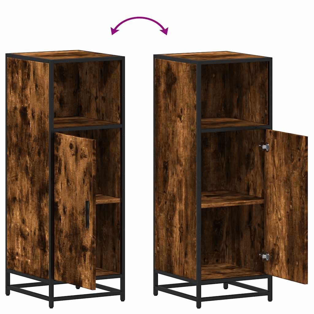 Bathroom Cabinet Smoked Oak 35x37,5x100 cm Engineered Wood