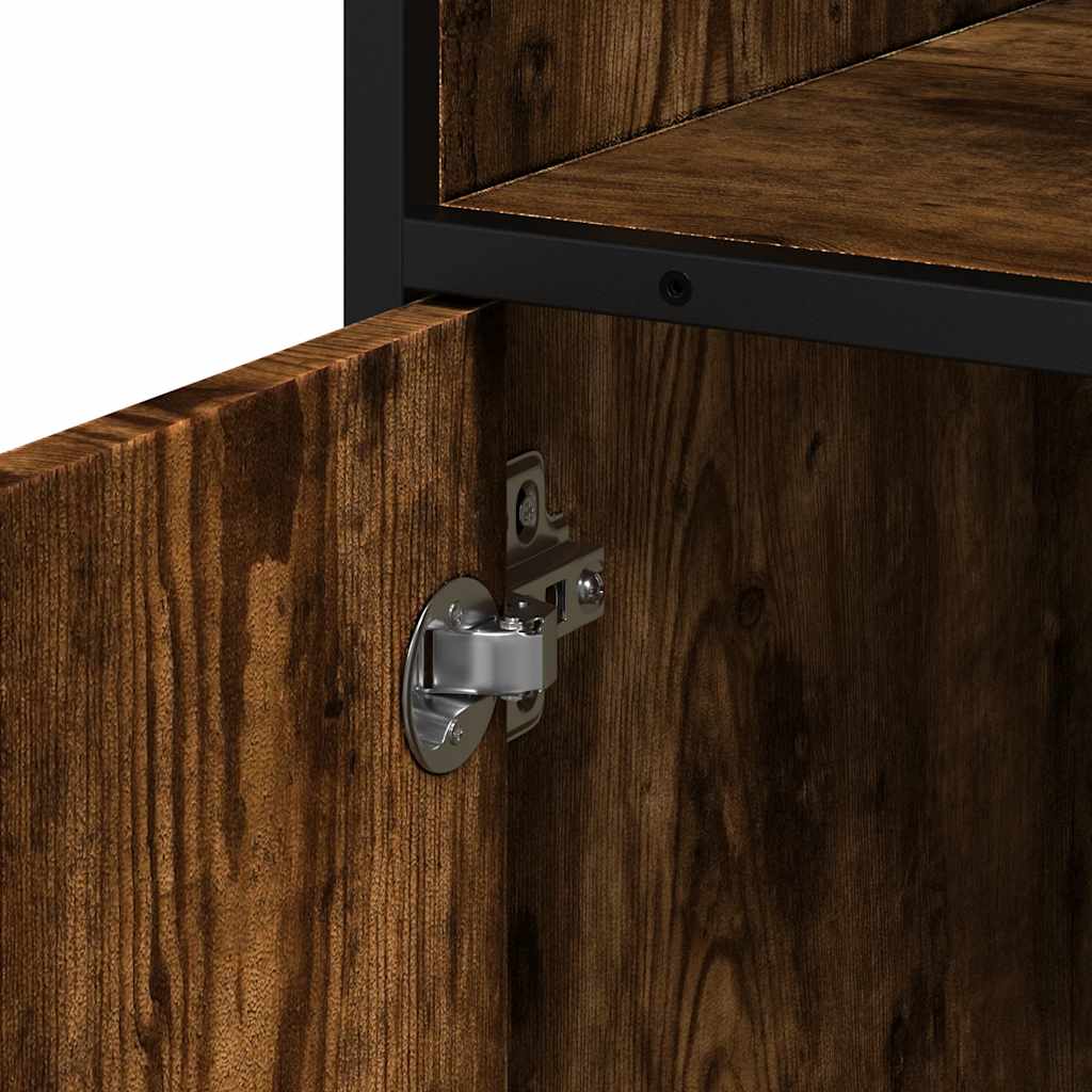 Bathroom Cabinet Smoked Oak 35x37,5x100 cm Engineered Wood