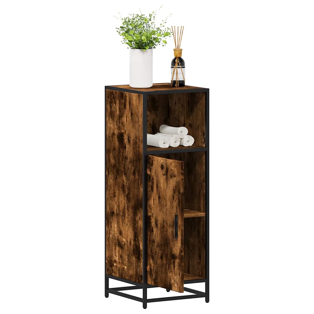 Bathroom Cabinet Smoked Oak 35x37,5x100 cm Engineered Wood