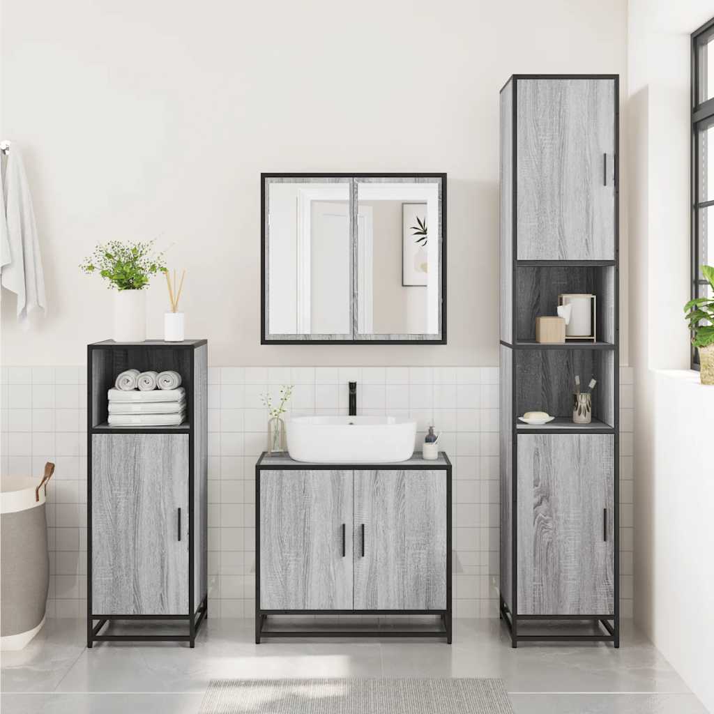 Bathroom Cabinet Grey Sonoma 35x37,5x100 cm Engineered Wood
