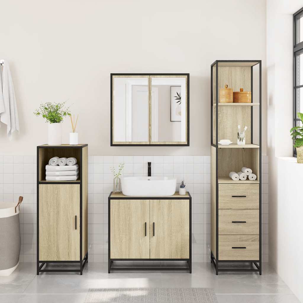 vidaXL Bathroom Cabinet Sonoma Oak 35x37.5x166 cm Engineered Wood