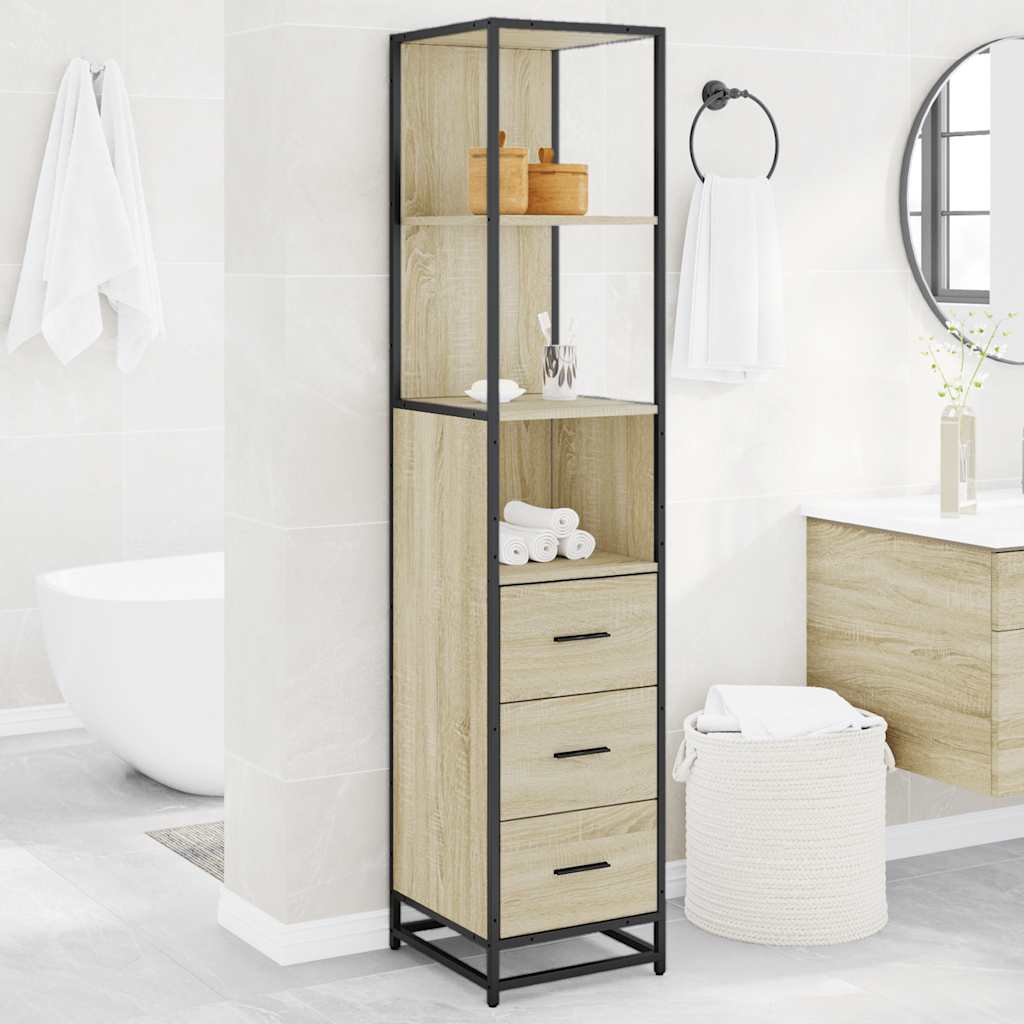 vidaXL Bathroom Cabinet Sonoma Oak 35x37.5x166 cm Engineered Wood