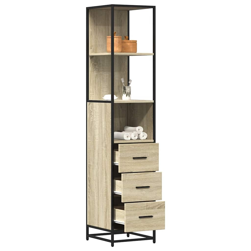 vidaXL Bathroom Cabinet Sonoma Oak 35x37.5x166 cm Engineered Wood