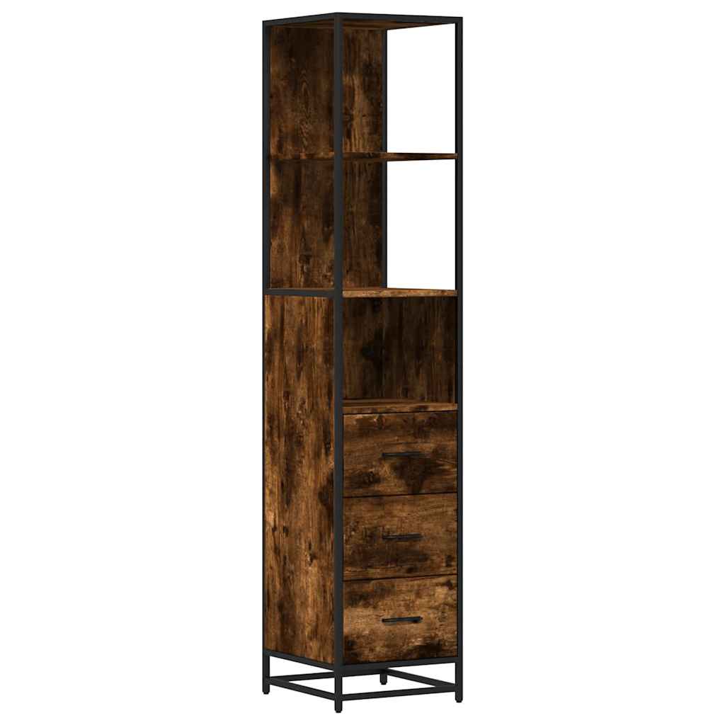 vidaXL Bathroom Cabinet Smoked Oak 35x37.5x166 cm Engineered Wood