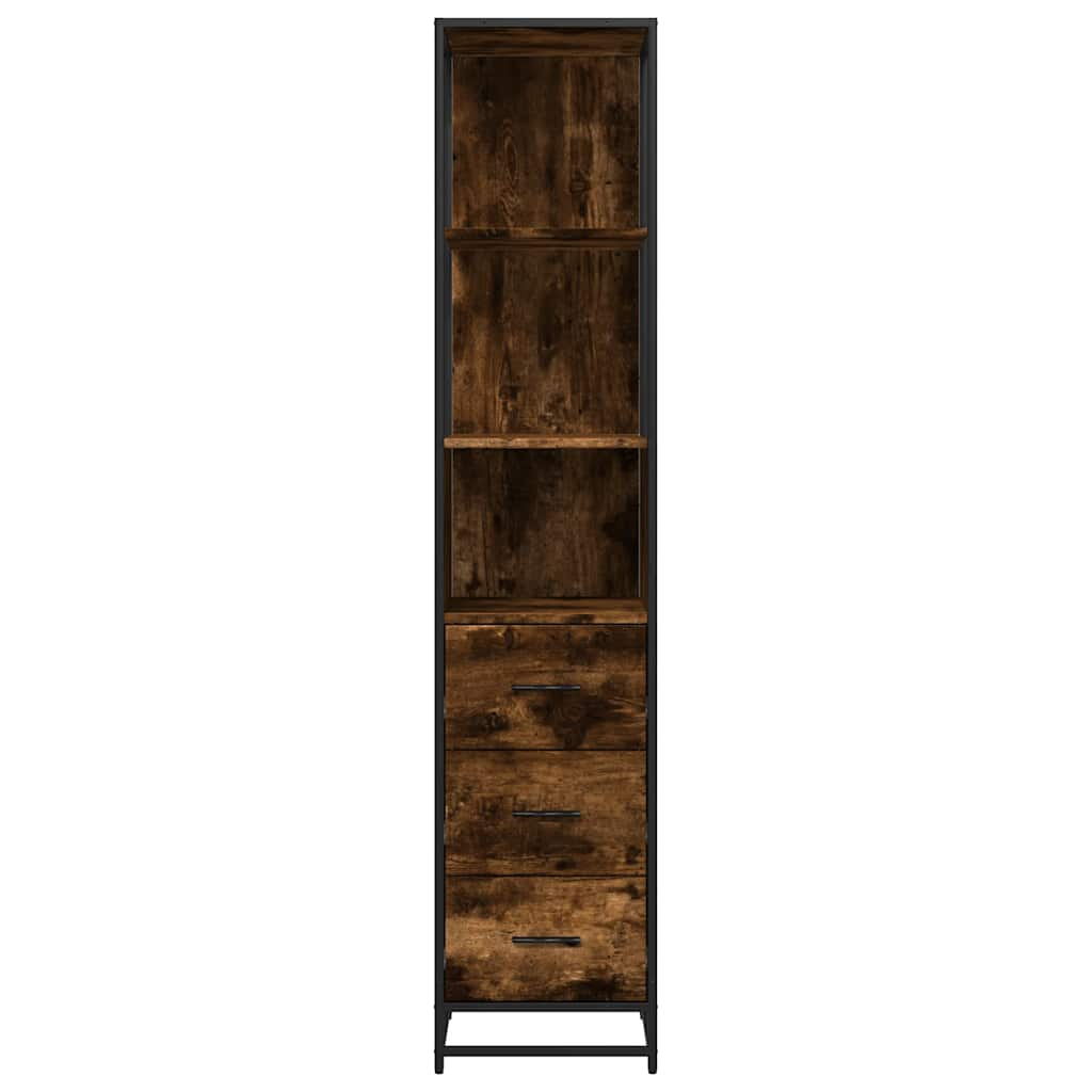 vidaXL Bathroom Cabinet Smoked Oak 35x37.5x166 cm Engineered Wood