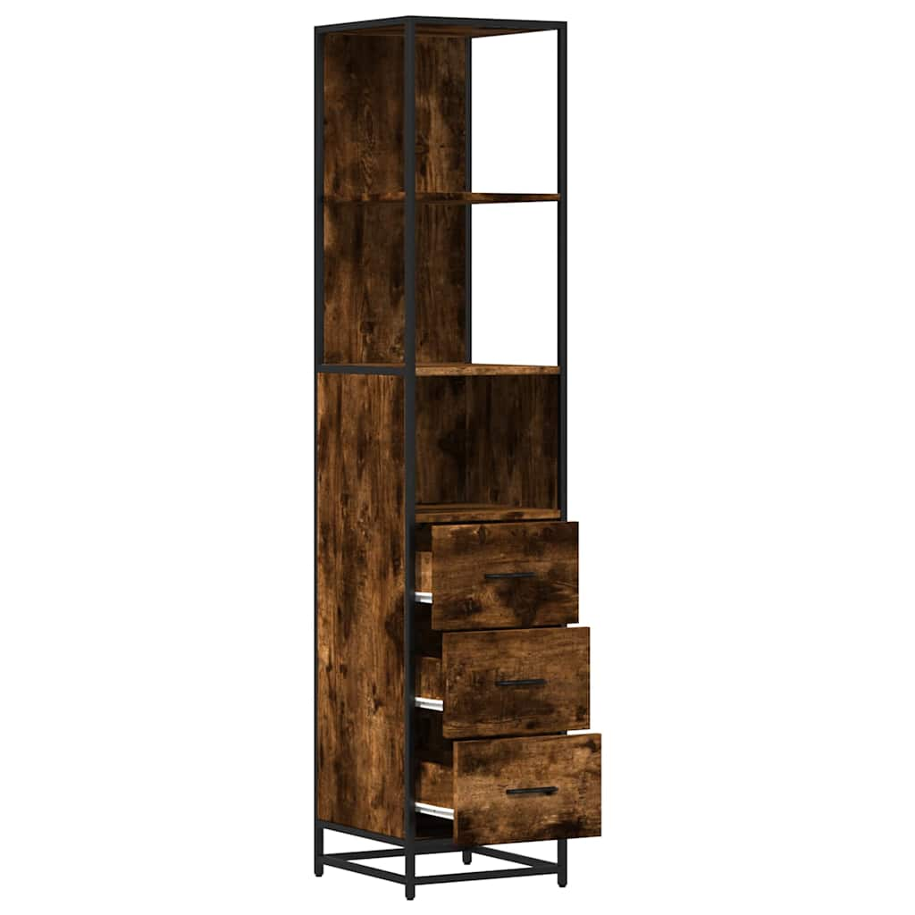 vidaXL Bathroom Cabinet Smoked Oak 35x37.5x166 cm Engineered Wood