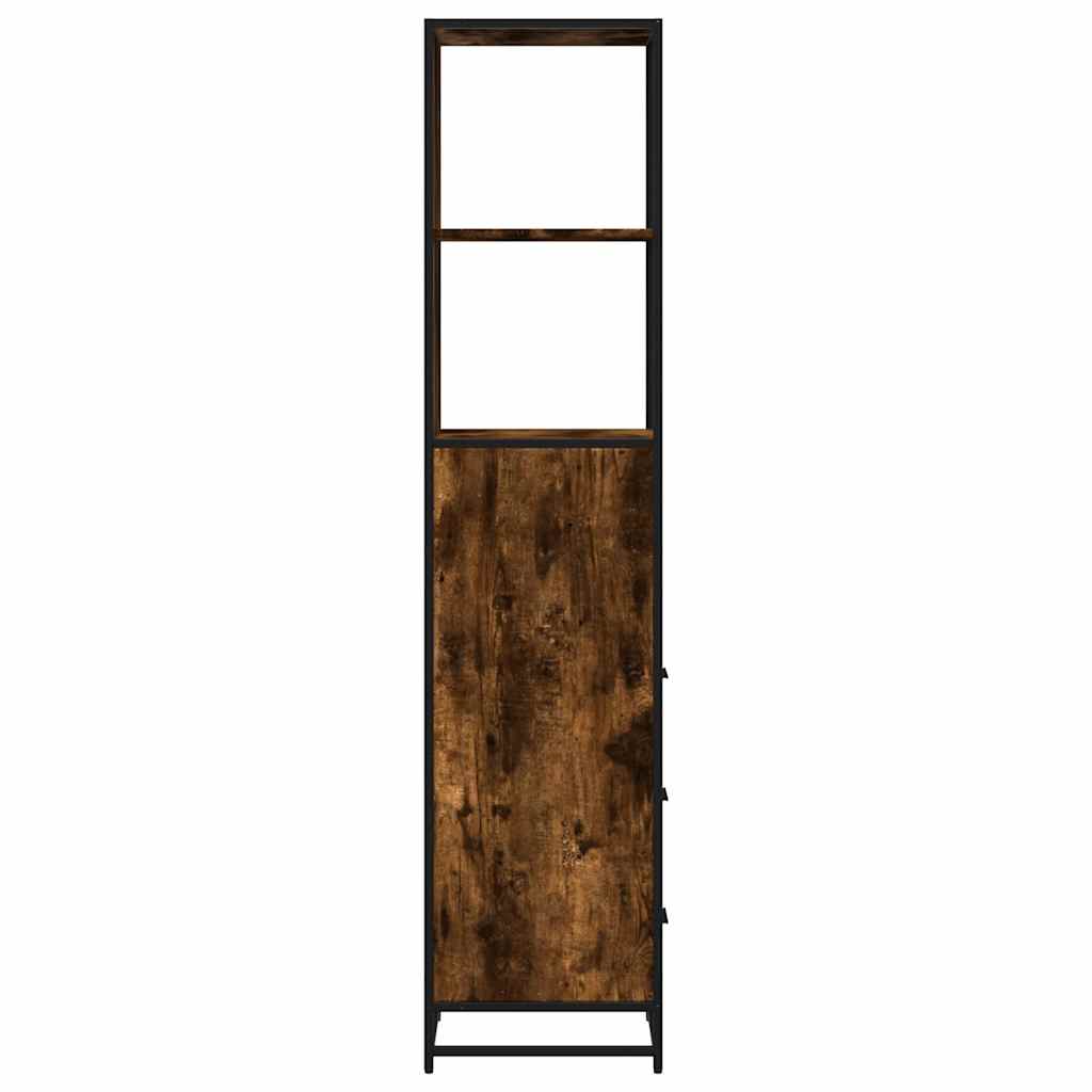 vidaXL Bathroom Cabinet Smoked Oak 35x37.5x166 cm Engineered Wood