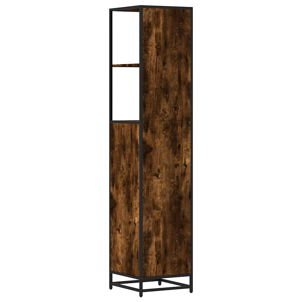 vidaXL Bathroom Cabinet Smoked Oak 35x37.5x166 cm Engineered Wood