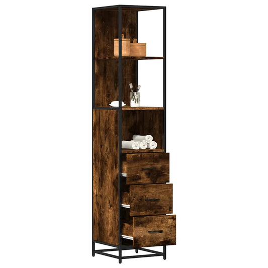 vidaXL Bathroom Cabinet Smoked Oak 35x37.5x166 cm Engineered Wood