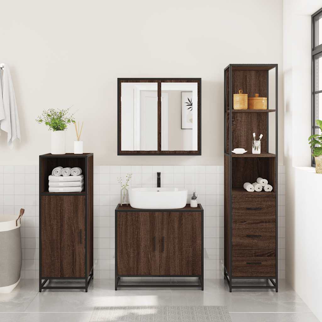 vidaXL Bathroom Cabinet Brown Oak 35x37.5x166 cm Engineered Wood