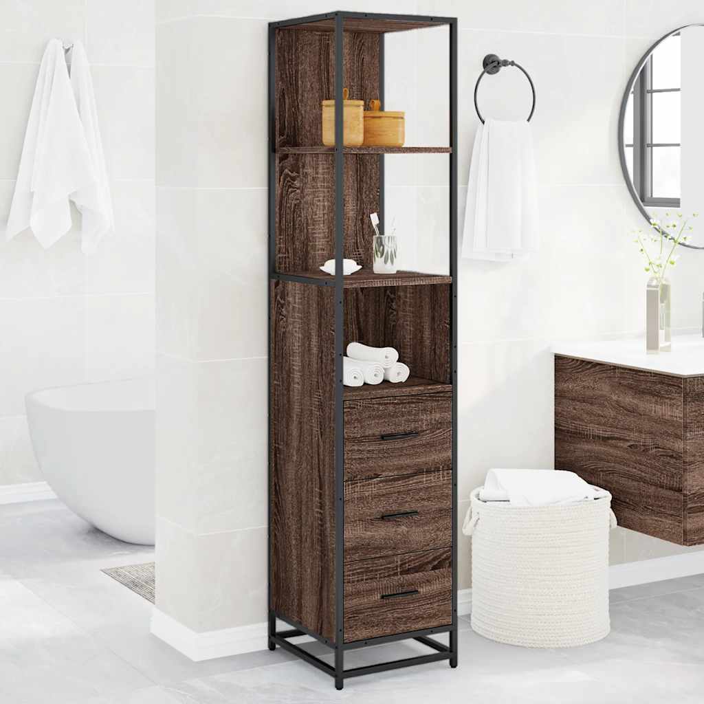 vidaXL Bathroom Cabinet Brown Oak 35x37.5x166 cm Engineered Wood