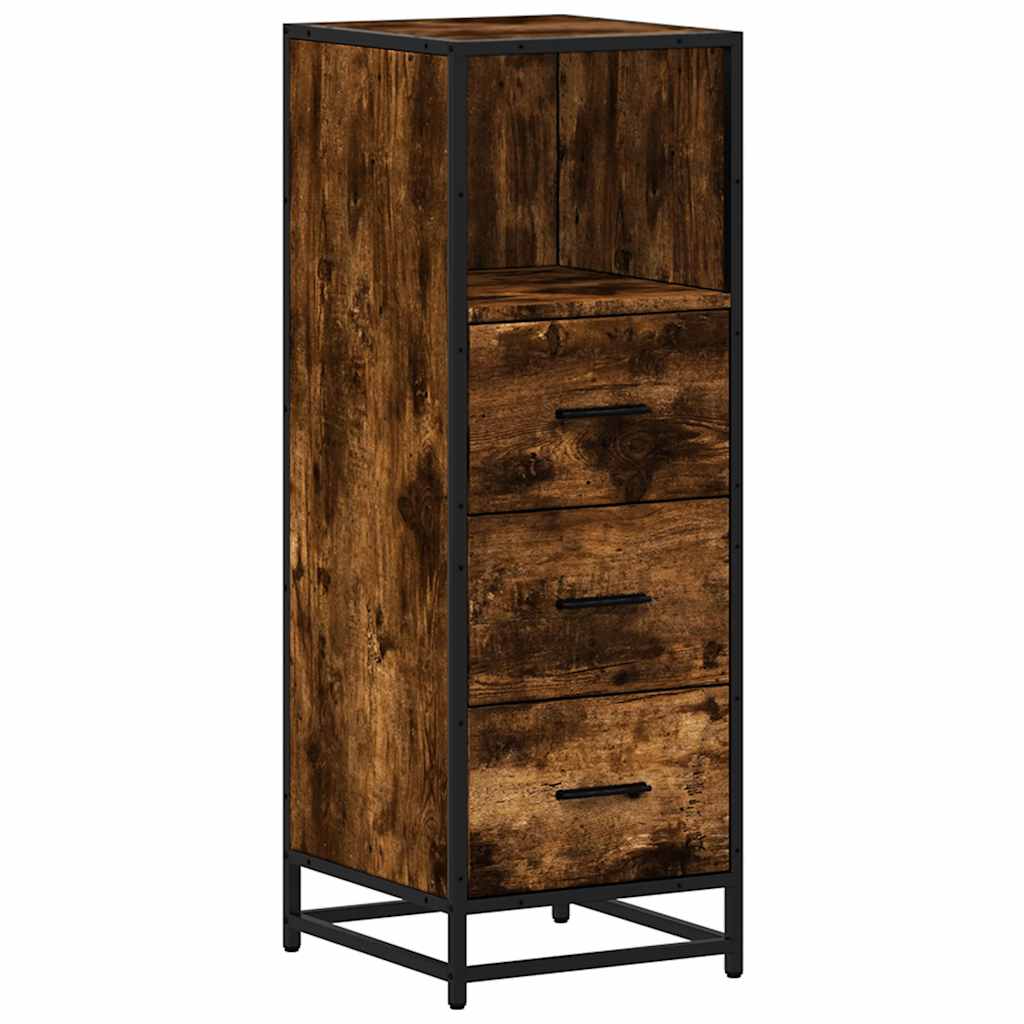 vidaXL Bathroom Cabinet Smoked Oak 35x37.5x100 cm Engineered Wood