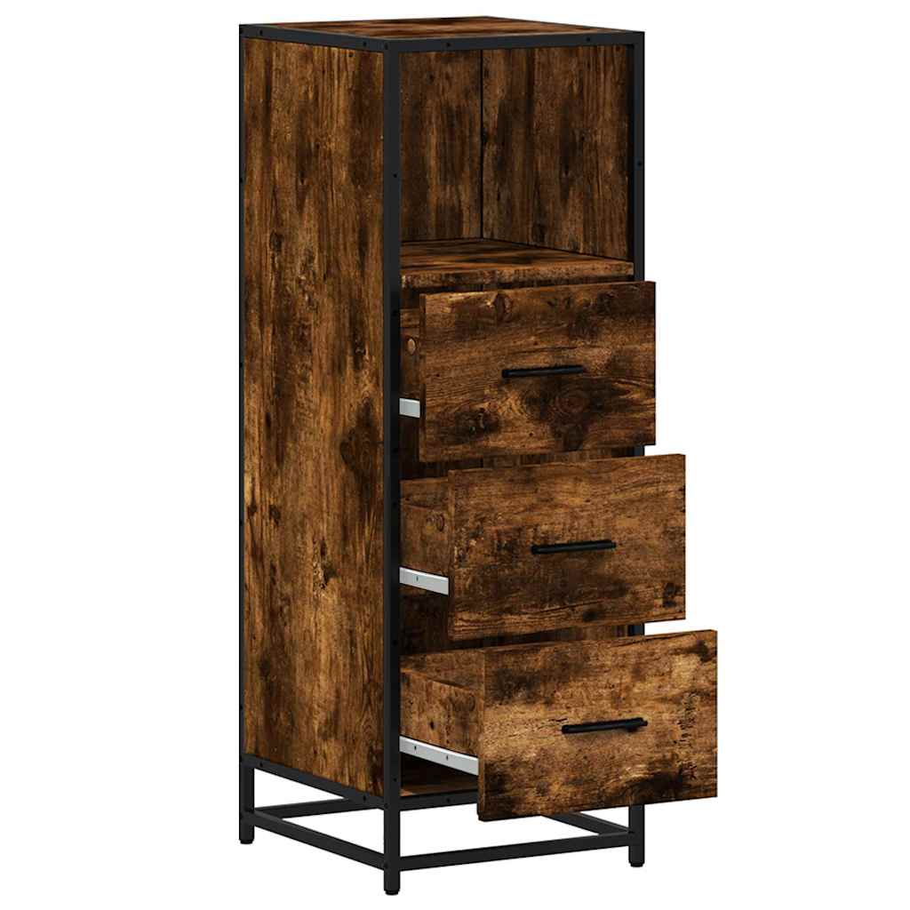 vidaXL Bathroom Cabinet Smoked Oak 35x37.5x100 cm Engineered Wood