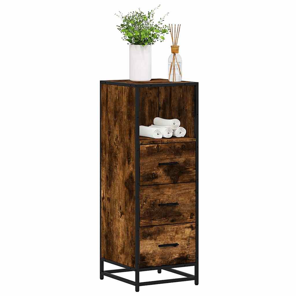Bathroom Cabinet Smoked Oak 35x37,5x100 cm Engineered Wood