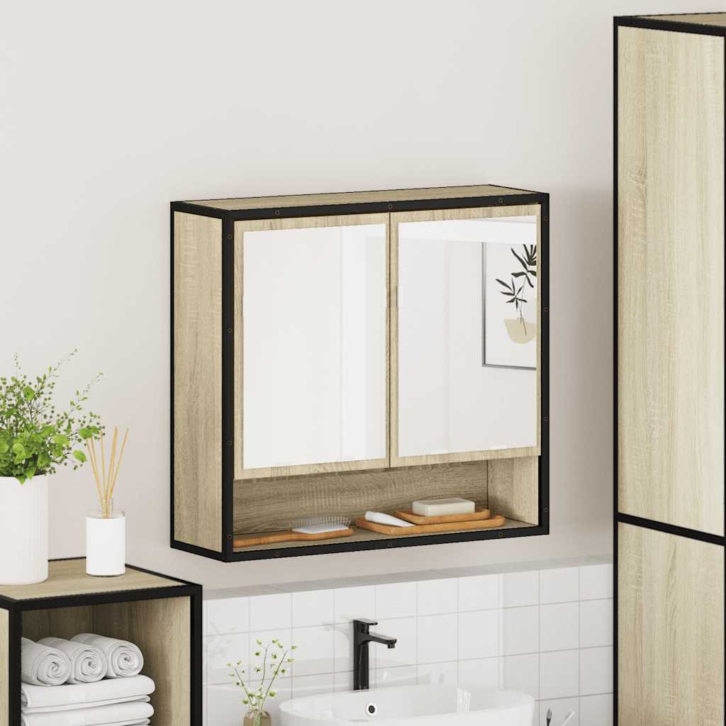 vidaXL Bathroom Mirror Cabinet Sonoma Oak 65x20x60 cm Engineered Wood