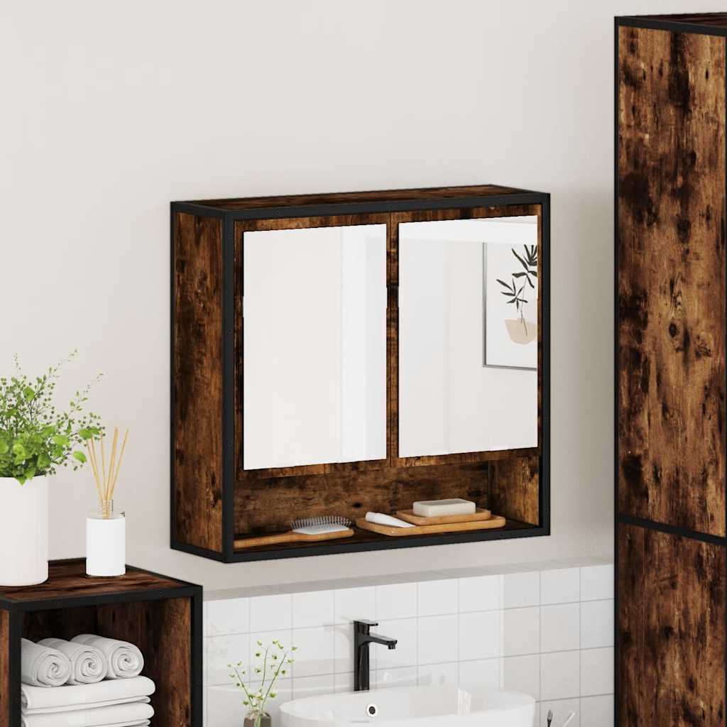 vidaXL Bathroom Mirror Cabinet Smoked Oak 65x20x60 cm Engineered Wood