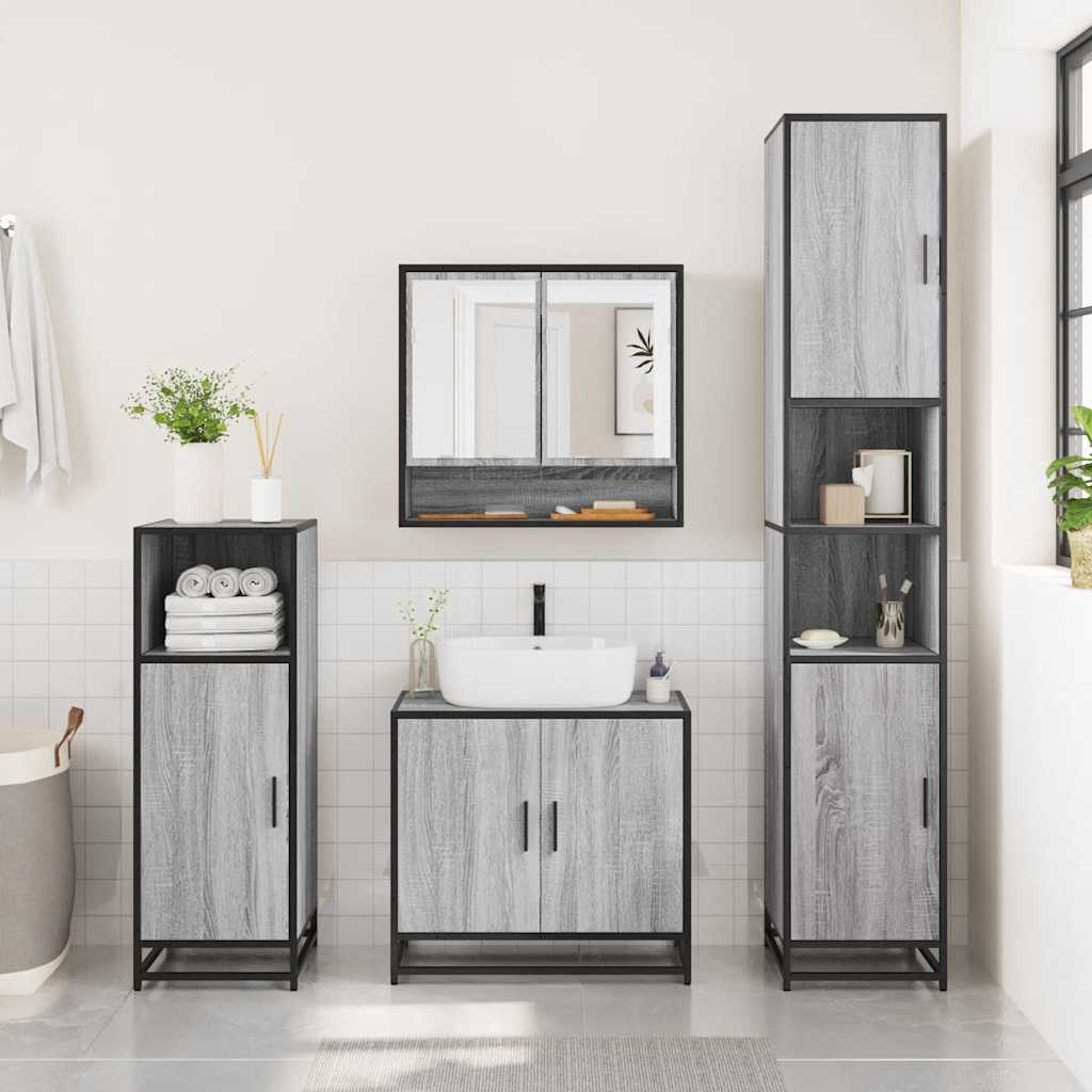 vidaXL Bathroom Mirror Cabinet Grey Sonoma 65x20x60 cm Engineered Wood