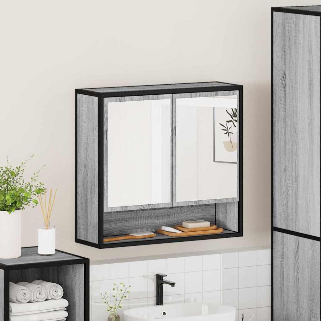 vidaXL Bathroom Mirror Cabinet Grey Sonoma 65x20x60 cm Engineered Wood