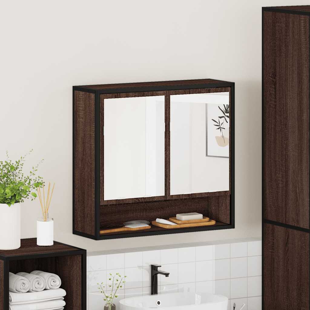 vidaXL Bathroom Mirror Cabinet Brown Oak 65x20x60 cm Engineered Wood