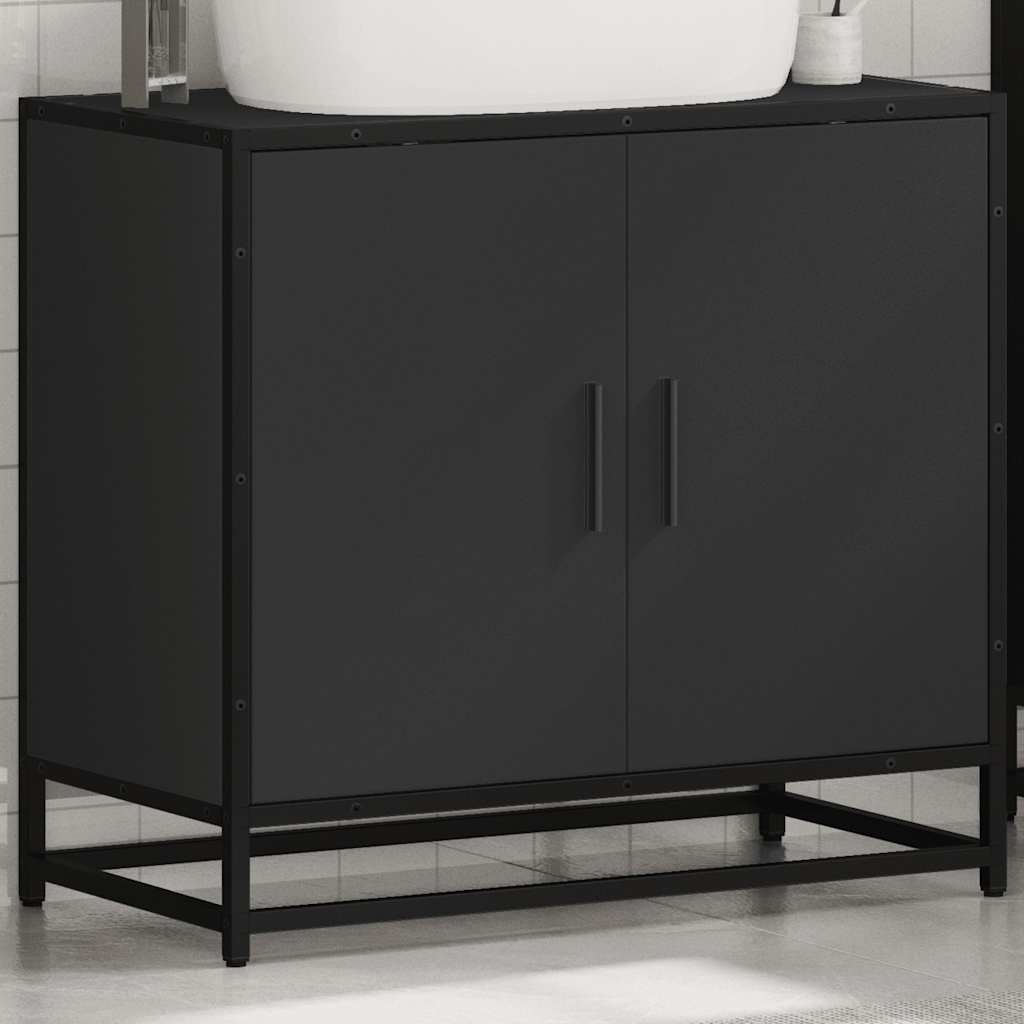 vidaXL Bathroom Sink Cabinet Black 65x33x60 cm Engineered Wood