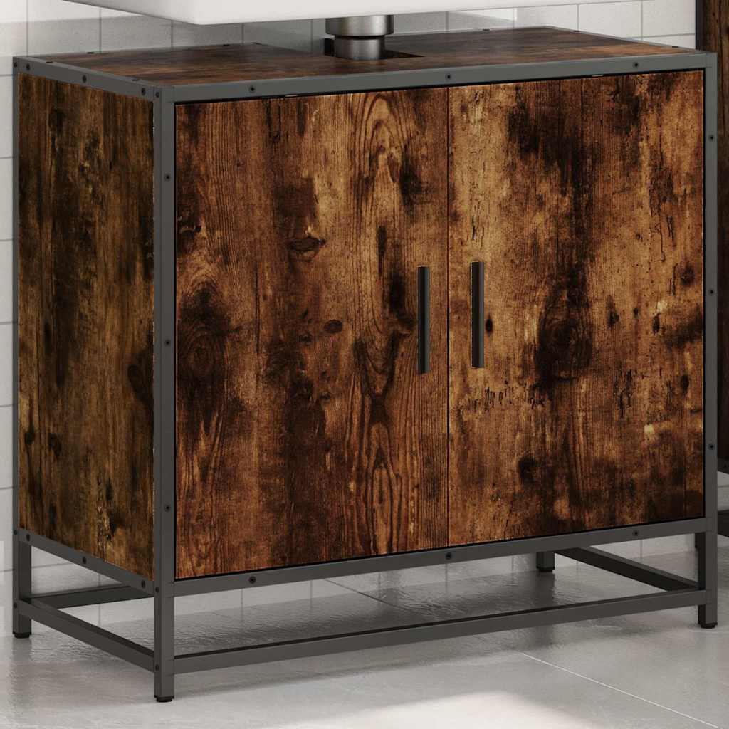 Bathroom Sink Cabinet Smoked Oak 65x33x60 cm Engineered Wood