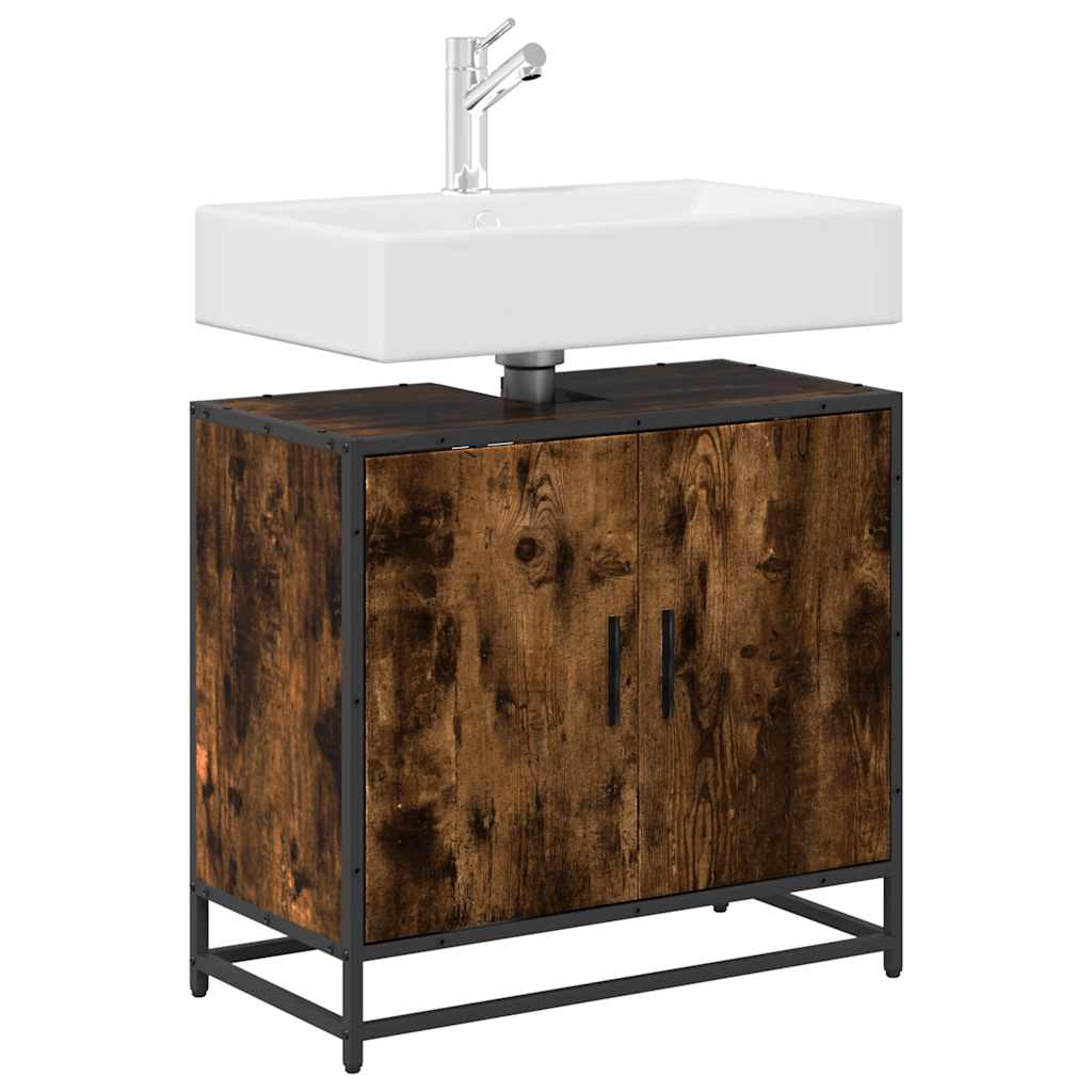 Bathroom Sink Cabinet Smoked Oak 65x33x60 cm Engineered Wood