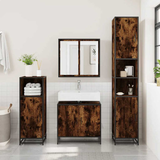 Bathroom Sink Cabinet Smoked Oak 65x33x60 cm Engineered Wood