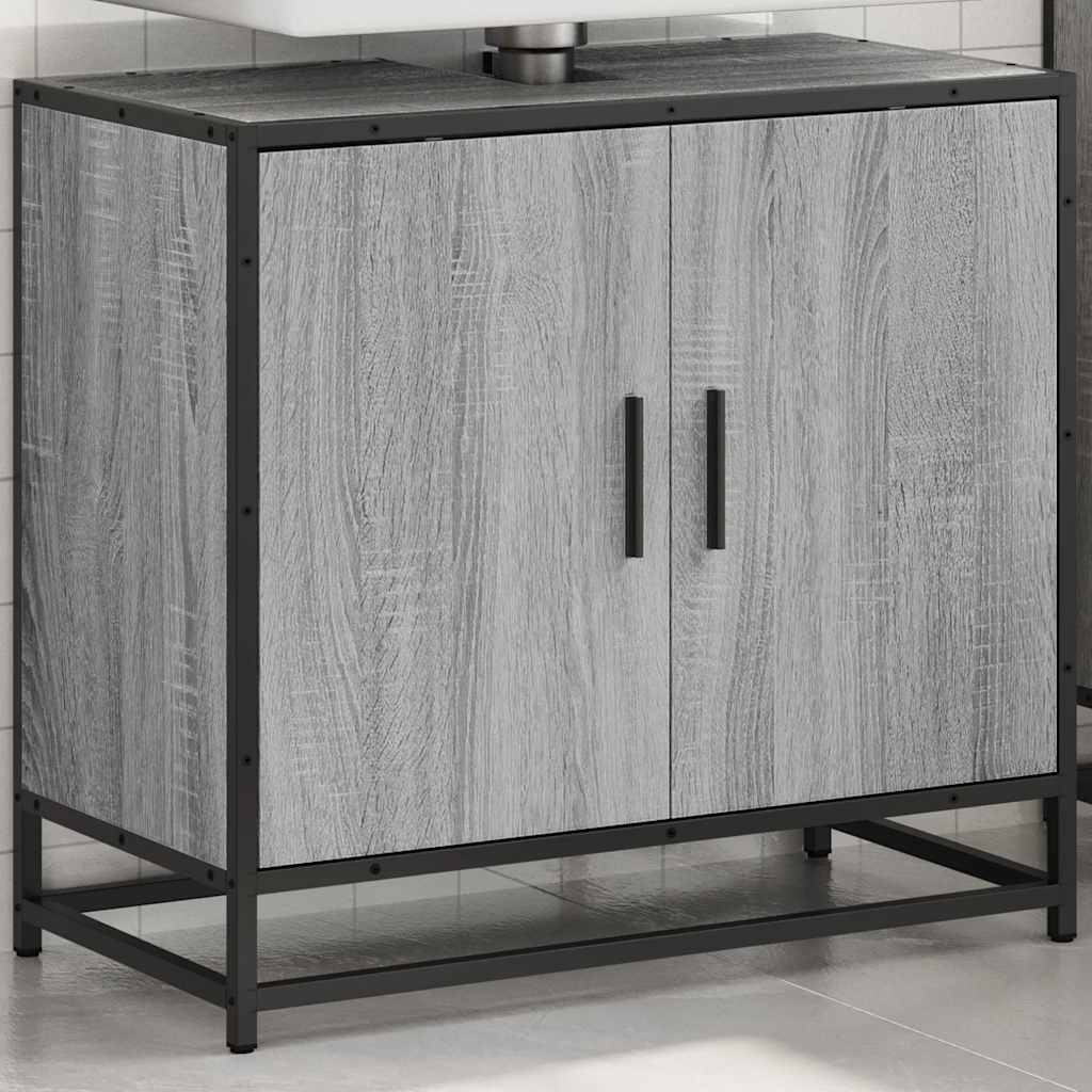 Bathroom Sink Cabinet Grey Sonoma 65x33x60 cm Engineered Wood