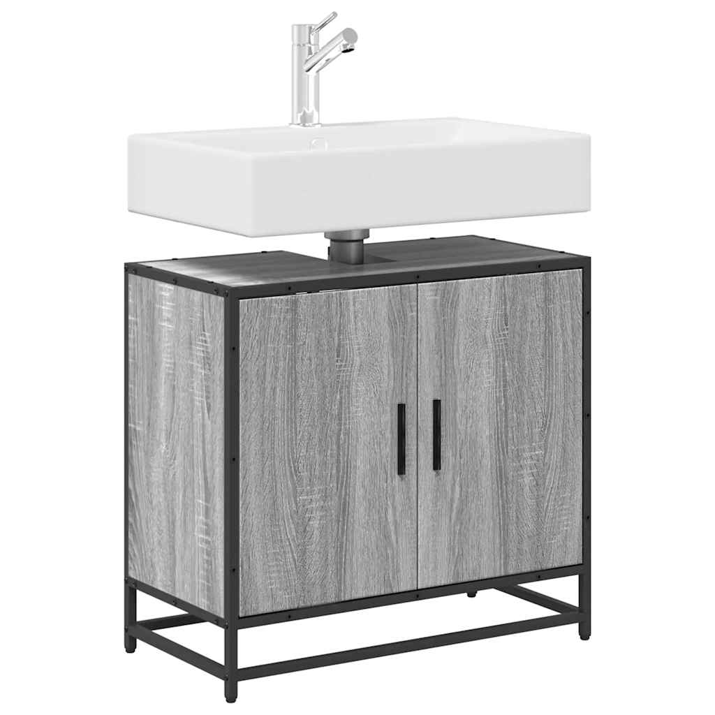 Bathroom Sink Cabinet Grey Sonoma 65x33x60 cm Engineered Wood