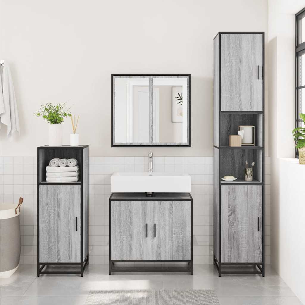 Bathroom Sink Cabinet Grey Sonoma 65x33x60 cm Engineered Wood