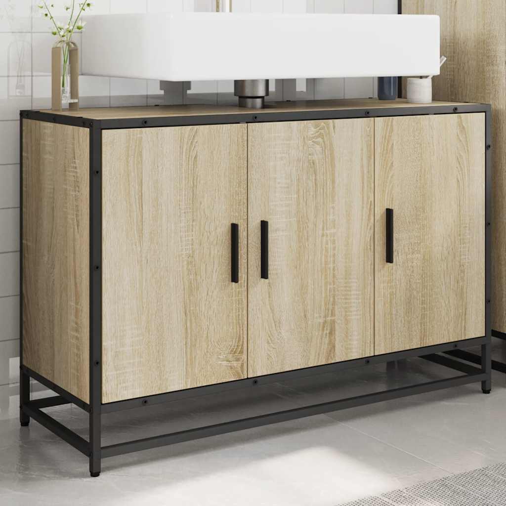 Bathroom Sink Cabinet Sonoma Oak 90x33x60 cm Engineered Wood