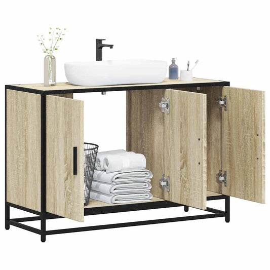 vidaXL Bathroom Sink Cabinet Sonoma Oak 90x33x60 cm Engineered Wood