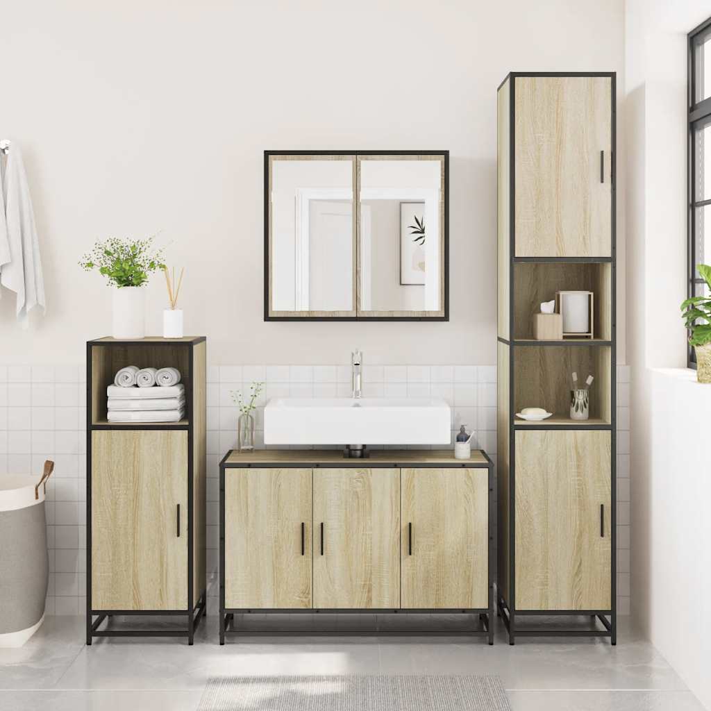 Bathroom Sink Cabinet Sonoma Oak 90x33x60 cm Engineered Wood