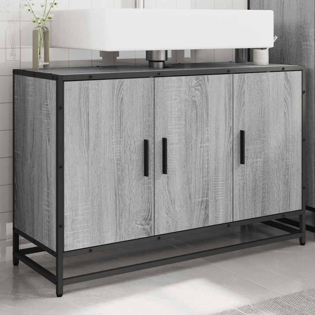 Bathroom Sink Cabinet Grey Sonoma 90x33x60 cm Engineered Wood