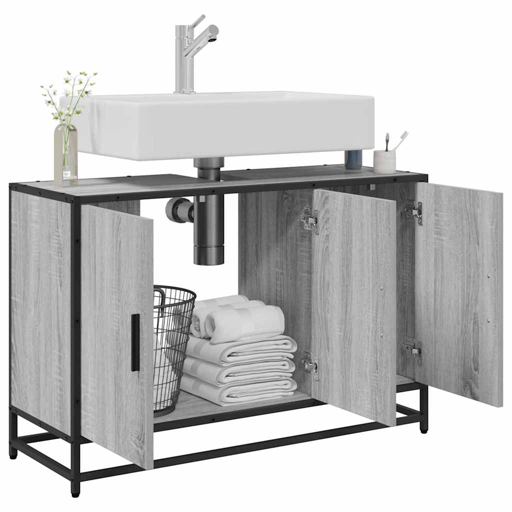 Bathroom Sink Cabinet Grey Sonoma 90x33x60 cm Engineered Wood
