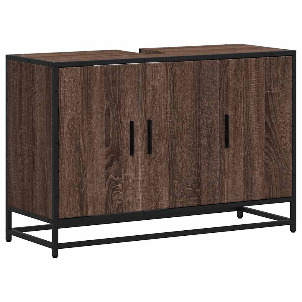 Bathroom Sink Cabinet Brown Oak 90x33x60 cm Engineered Wood