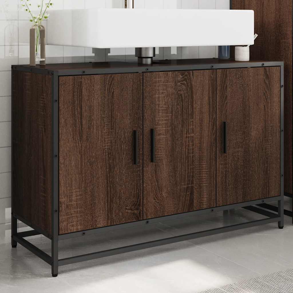 Bathroom Sink Cabinet Brown Oak 90x33x60 cm Engineered Wood