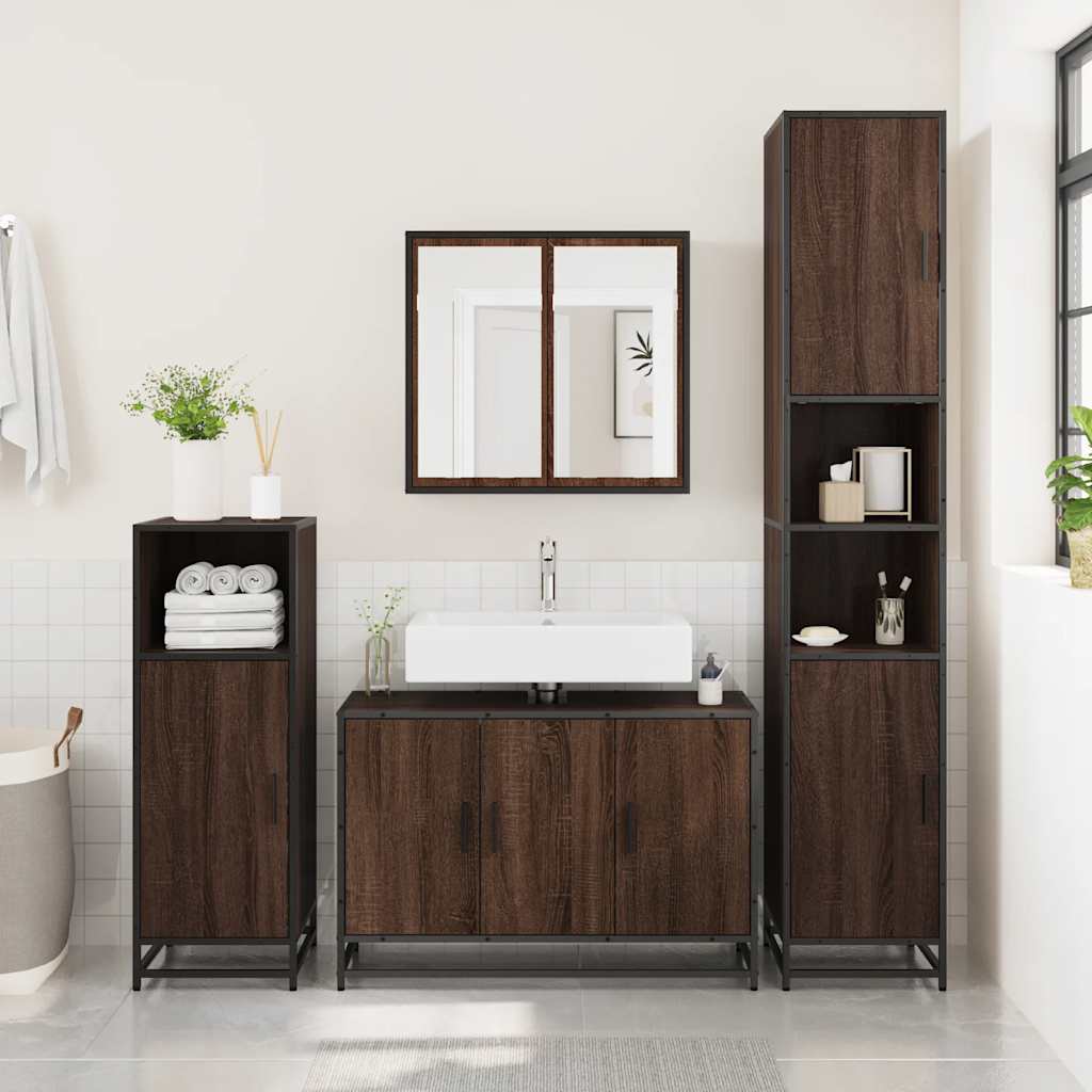 Bathroom Sink Cabinet Brown Oak 90x33x60 cm Engineered Wood
