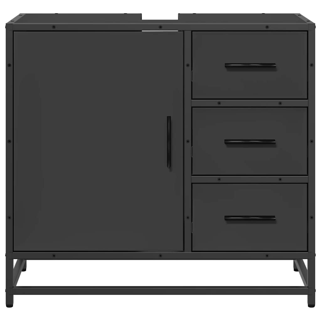 vidaXL Bathroom Sink Cabinet Black 65x33x60 cm Engineered Wood