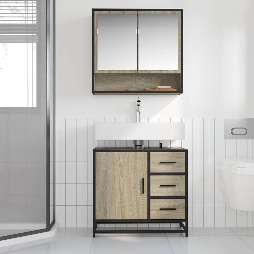 Bathroom Sink Cabinet Sonoma Oak 65x33x60 cm Engineered Wood