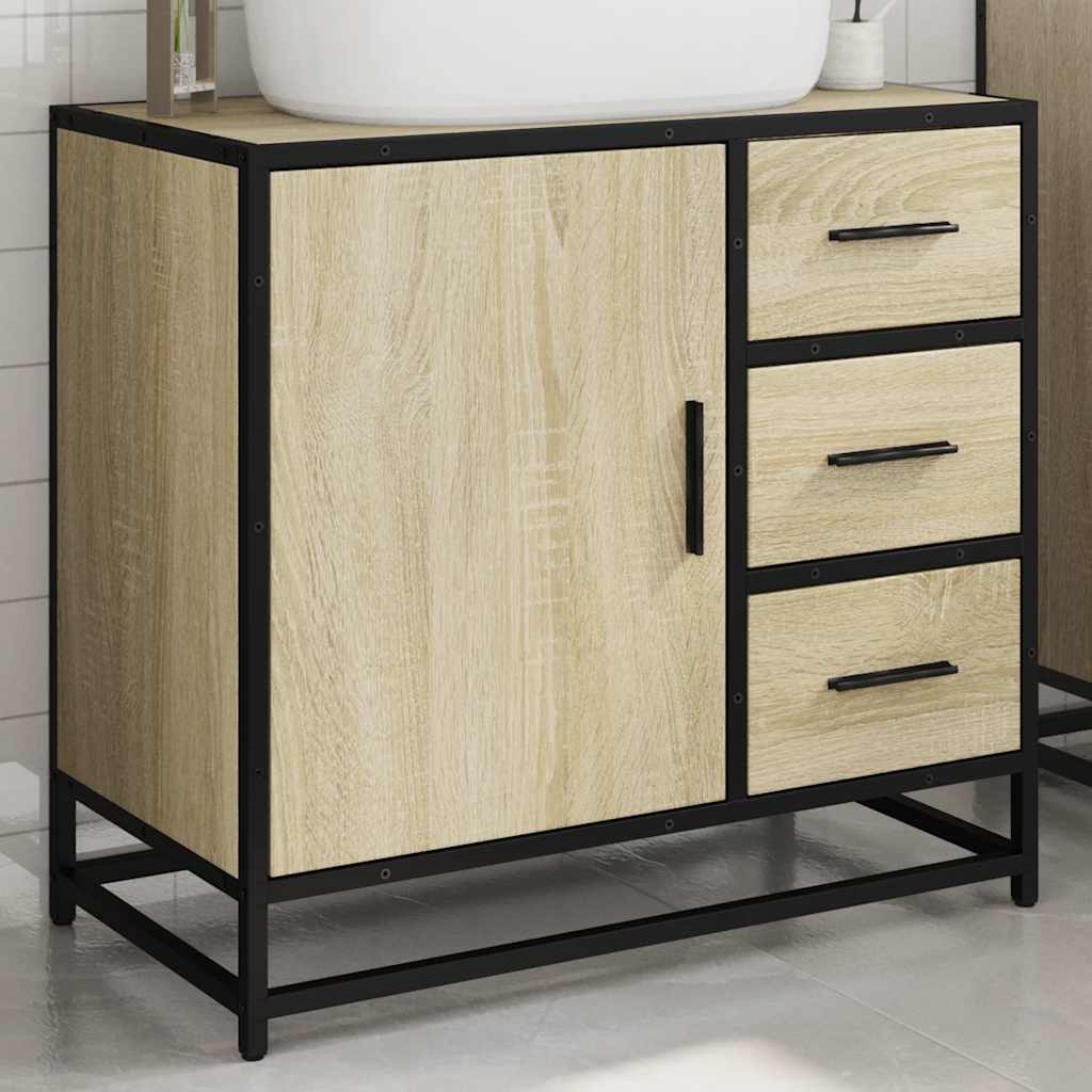 vidaXL Bathroom Sink Cabinet Sonoma Oak 65x33x60 cm Engineered Wood