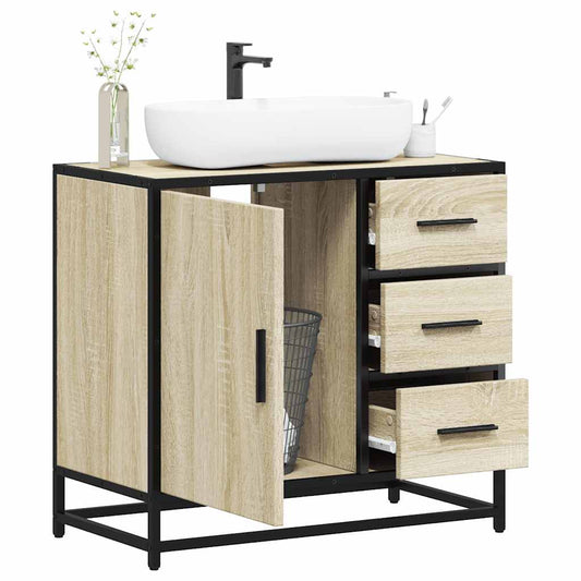 vidaXL Bathroom Sink Cabinet Sonoma Oak 65x33x60 cm Engineered Wood