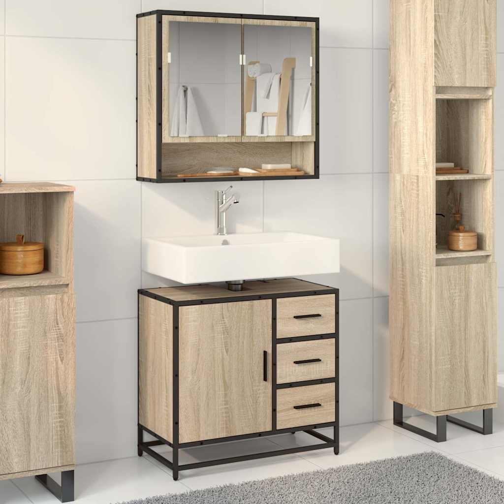 Bathroom Sink Cabinet Sonoma Oak 65x33x60 cm Engineered Wood