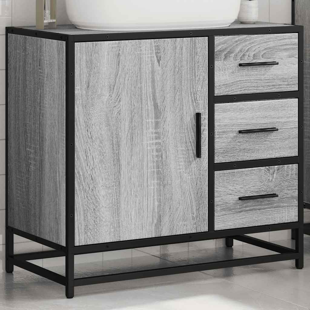 vidaXL Bathroom Sink Cabinet Grey Sonoma 65x33x60 cm Engineered Wood