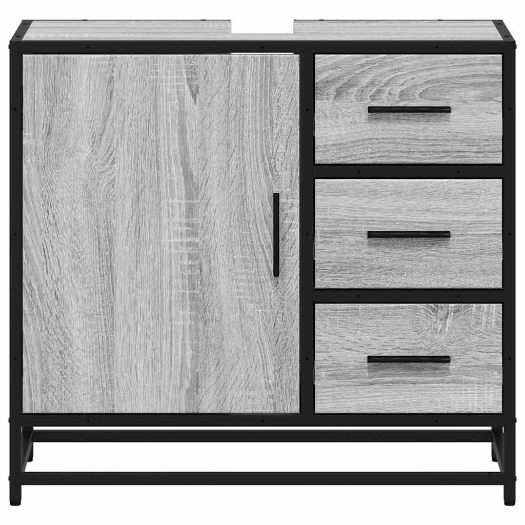 vidaXL Bathroom Sink Cabinet Grey Sonoma 65x33x60 cm Engineered Wood