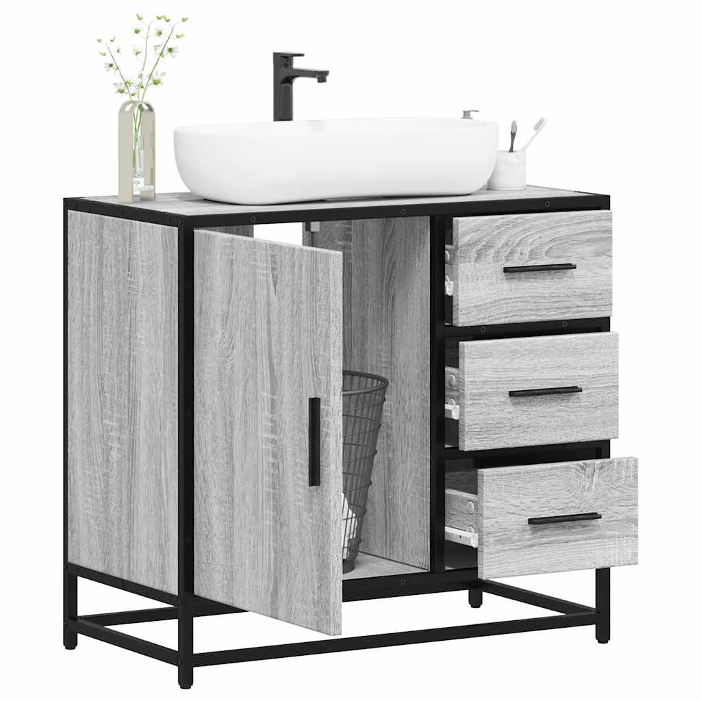 vidaXL Bathroom Sink Cabinet Grey Sonoma 65x33x60 cm Engineered Wood