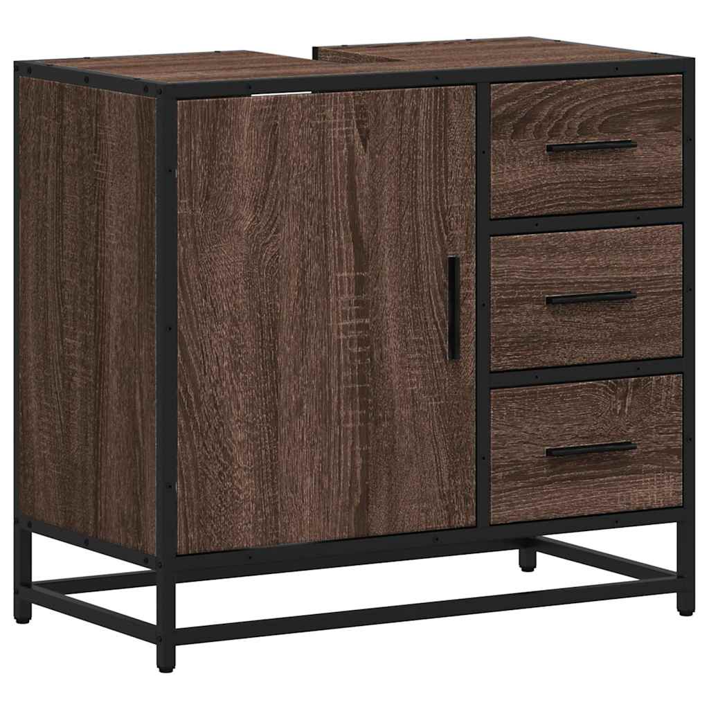 vidaXL Bathroom Sink Cabinet Brown Oak 65x33x60 cm Engineered Wood