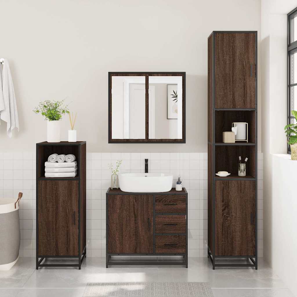 vidaXL Bathroom Sink Cabinet Brown Oak 65x33x60 cm Engineered Wood