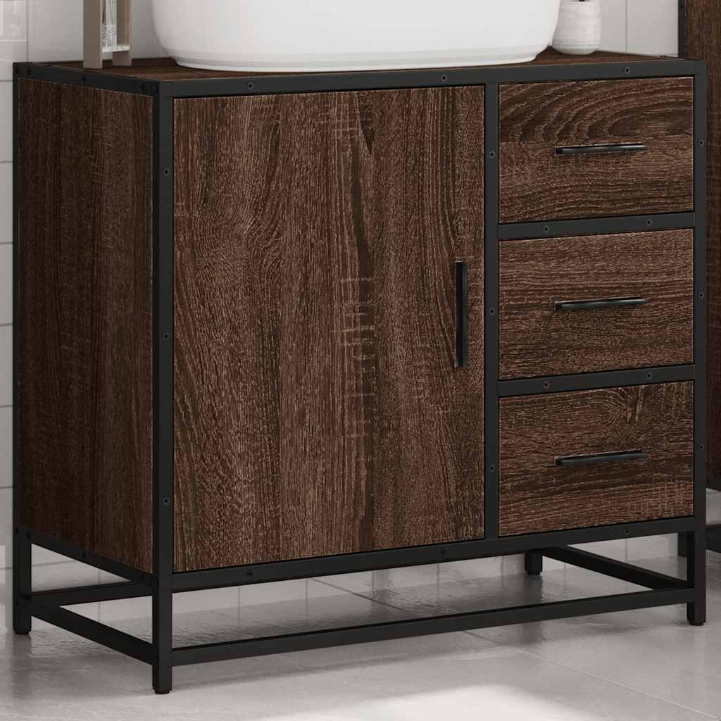 vidaXL Bathroom Sink Cabinet Brown Oak 65x33x60 cm Engineered Wood